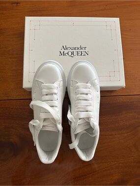Alexander McQueen White Leather Ribbon Sneakers